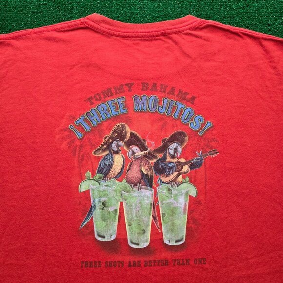 Tommy Bahama Tshirt Mens Large Red Three Mojitos‎ Birds Summer Beach Casual - Picture 8 of 9